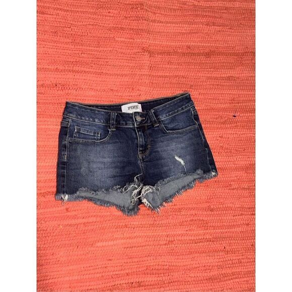 Victoria's Secret PINK Distressed Low Rise Denim Shorts Cut Off Frayed Womens Si - Picture 1 of 4